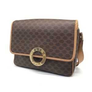 Celine Macadam Circle Logo Shoulder Bag Brown